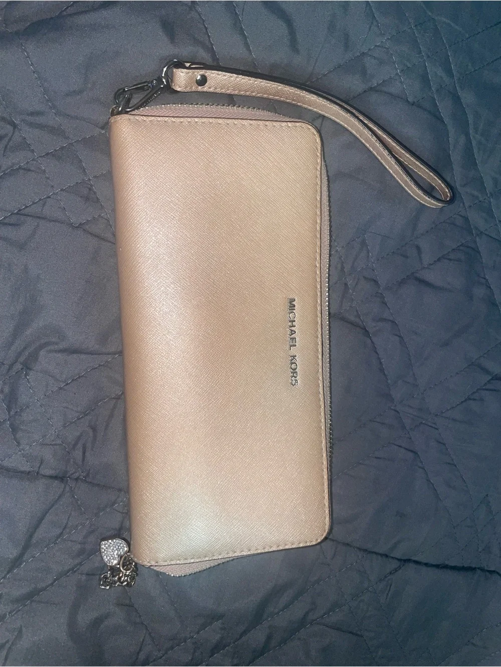 Michael Kors Blush Tan Leather Zip-Around Wristlet Wallet